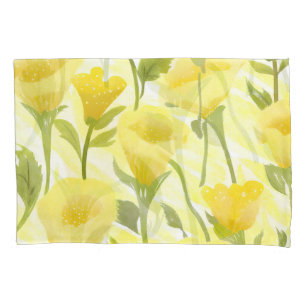 Yellow Floral Watercolor Painting Pillowcase