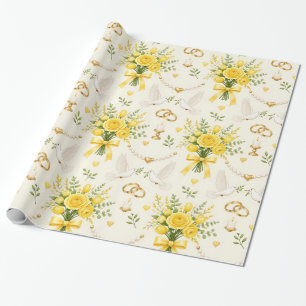 Yellow Floral Wedding and Engagement Gift Wrap