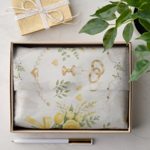 Yellow Floral Wedding and Engagement Gift Wrap Tissue Paper