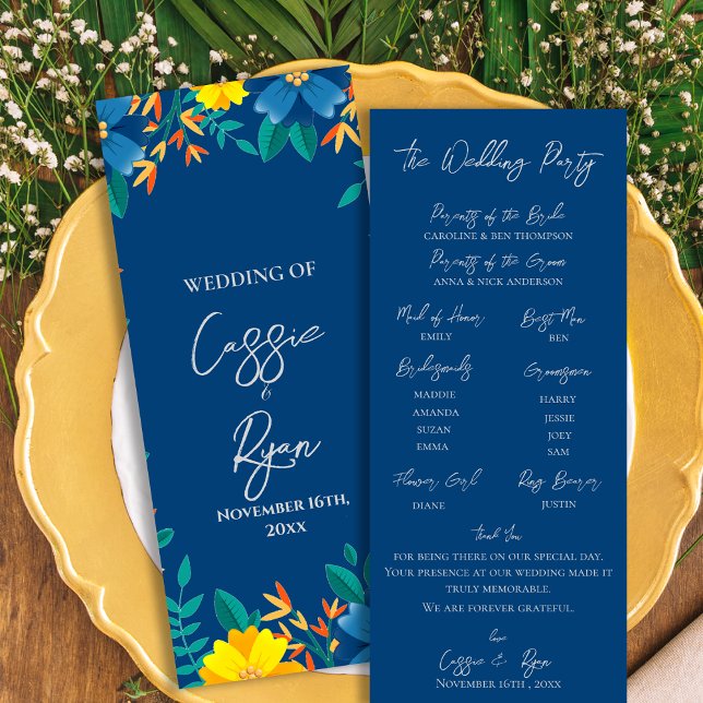 Yellow Floral Wedding Ceremony Details Program Invitation (Yellow Floral Wedding Ceremony Details Program)
