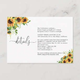 Yellow Floral Wedding Details Enclosure Card