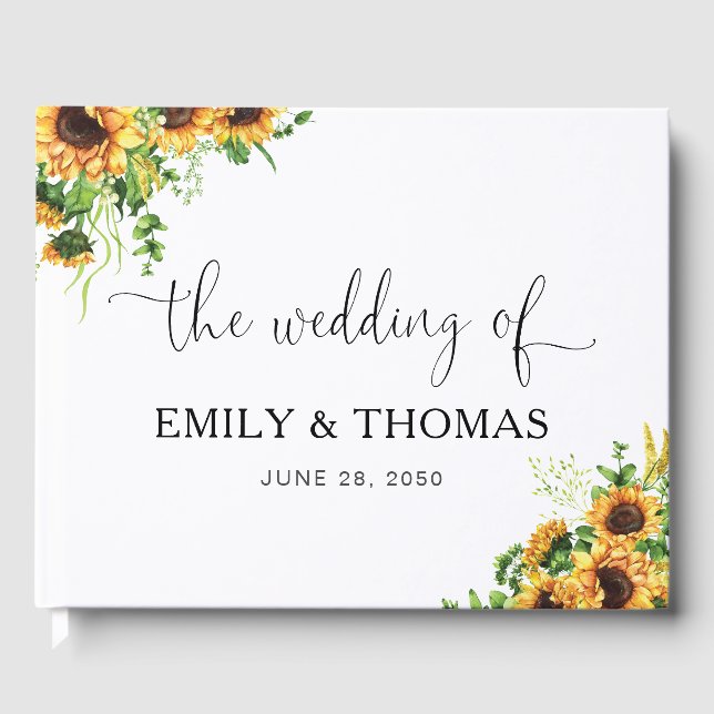 Yellow Floral Wedding Guest Book (Front)