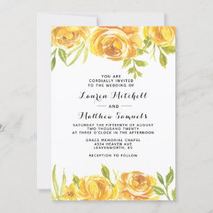 Yellow Floral Wedding Invitation