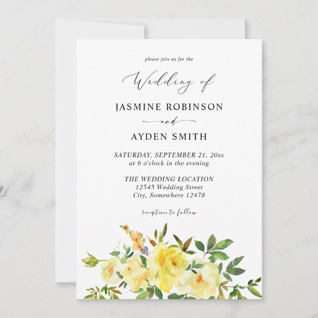 Yellow Floral Wedding Invitation (Front)