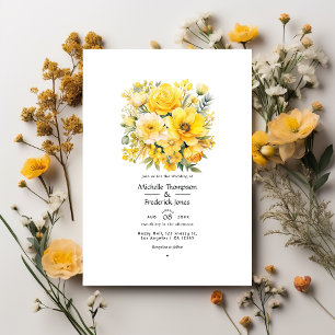 Yellow Floral Wedding Invitation