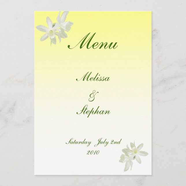 Yellow Floral Wedding Menu (Front)
