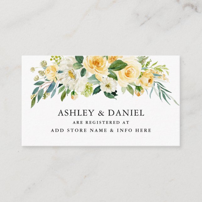 Yellow Floral Wedding Registry Insert Card (Front)