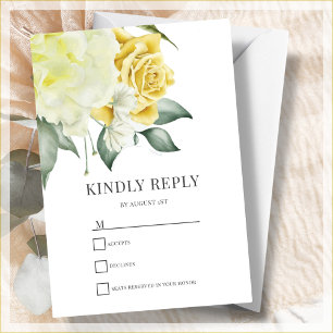 Yellow Floral   Wedding RSVP Card
