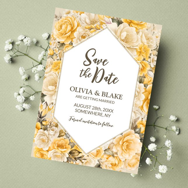 Yellow Floral Wedding Save The Date (Creator Uploaded)