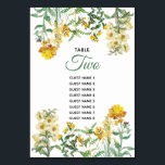 Yellow Floral Wedding Table Number Guest Names<br><div class="desc">A yellow floral garden and botanical watercolor design. This Spring and floral vintage garden greenery design incorporates different yellow flower colour blossoms. An elegant botanical illustration of Spring and Summer flowers ideal for any wedding. This flower illustration design creates an elegant rustic floral country garden feel. Elegant wedding table number...</div>