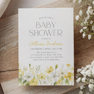 Yellow Floral Wildflower Baby Shower Invitation