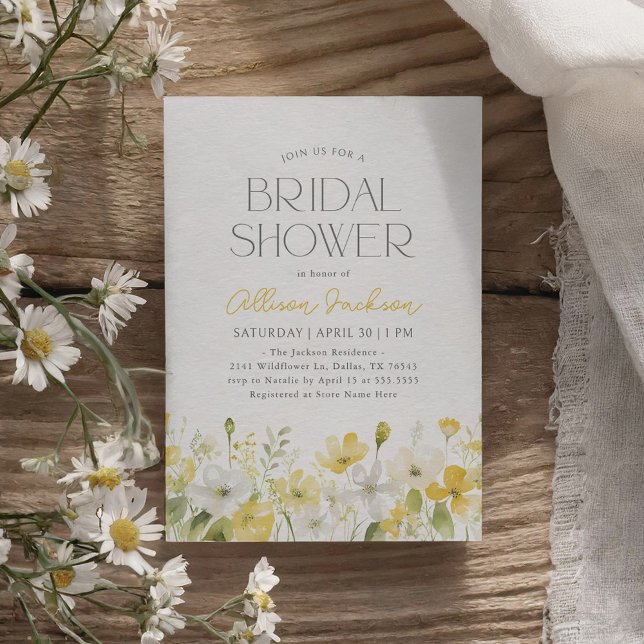 Yellow Floral Wildflower Bridal Shower Invitation (Creator Uploaded)