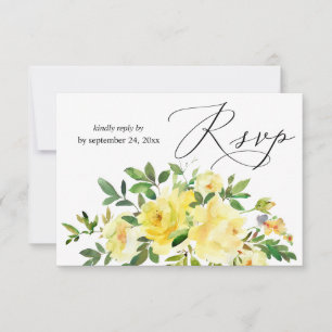 Yellow Floral with Meal RSVP Card