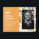 Yellow Floral Women's 90th Birthday Photo Invitation Postcard<br><div class="desc">Beautiful yellow botanical women's 90th birthday party photo invitation postcard.  Text is fully customisable,  so this card can be designed for any age.  Contact me for assistance with customisation or to request matching products.</div>