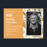 Yellow Floral Women's 90th Birthday Photo Invitation Postcard<br><div class="desc">Beautiful yellow botanical women's 90th birthday party photo invitation postcard.  Text is fully customisable,  so this card can be designed for any age.  Contact me for assistance with customisation or to request matching products.</div>