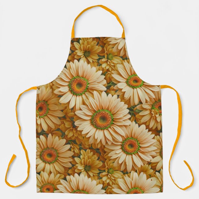 Yellow floral yellow sunflower yellow daisies  apron (Front)