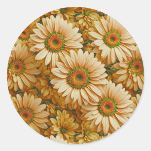 Yellow floral yellow sunflower yellow daisies classic round sticker