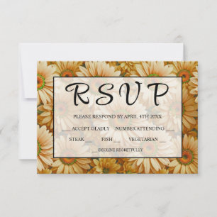 Yellow floral yellow sunflower yellow daisies RSVP card