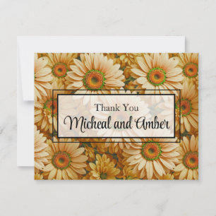 Yellow floral yellow sunflower yellow daisies thank you card