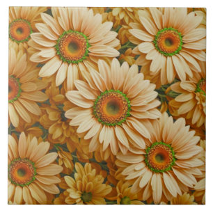 Yellow floral yellow sunflower yellow daisies tile