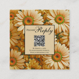 Yellow floral yellow yellow daisies qr code enclosure card