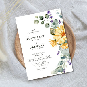 Yellow Florals Eucalyptus Wedding Invitation