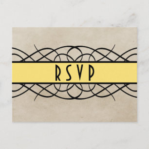 Yellow Flourish Border RSVP Postcard