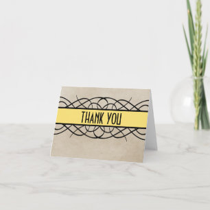 Yellow Flourish Border Thank You Card