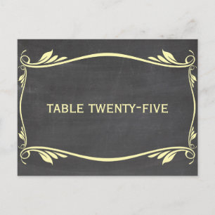 Yellow Flourish Chalkboard Table Number Postcard