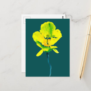 Yellow flower abstract watercolor postcard
