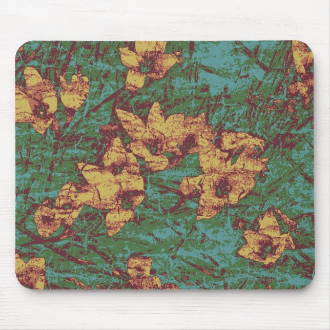 Yellow flower against leaf camouflage pattern 2 mouse pad (Front)