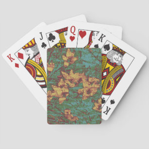 Yellow flower against leaf camouflage pattern 2 playing cards