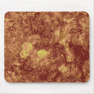 Yellow flower against leaf camouflage pattern mouse pad