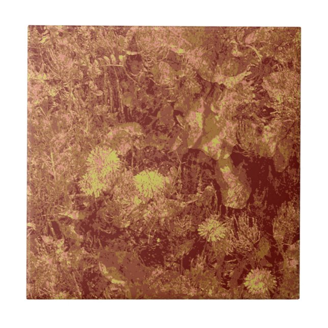 Yellow flower against leaf camouflage pattern tile (Front)