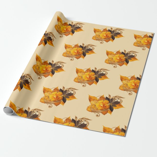 Yellow Flower Arrangement Wrapping Paper (Unrolled)
