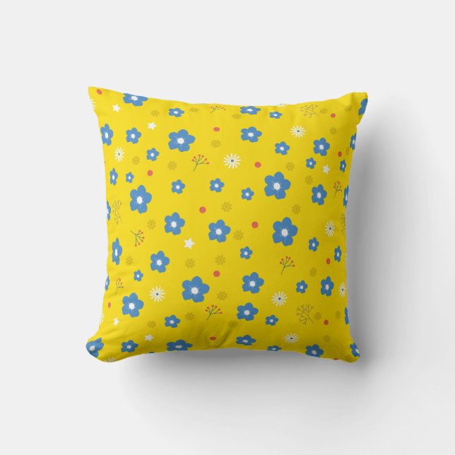 Yellow Flower Art Pattern Aesthetic Flower PNG Tra Cushion (Front)