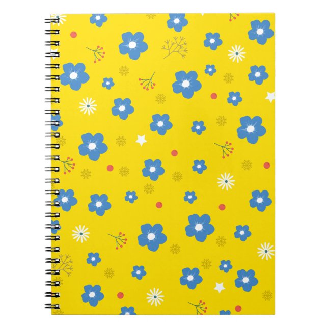 Yellow Flower Art Pattern Aesthetic Flower PNG Tra Notebook (Front)