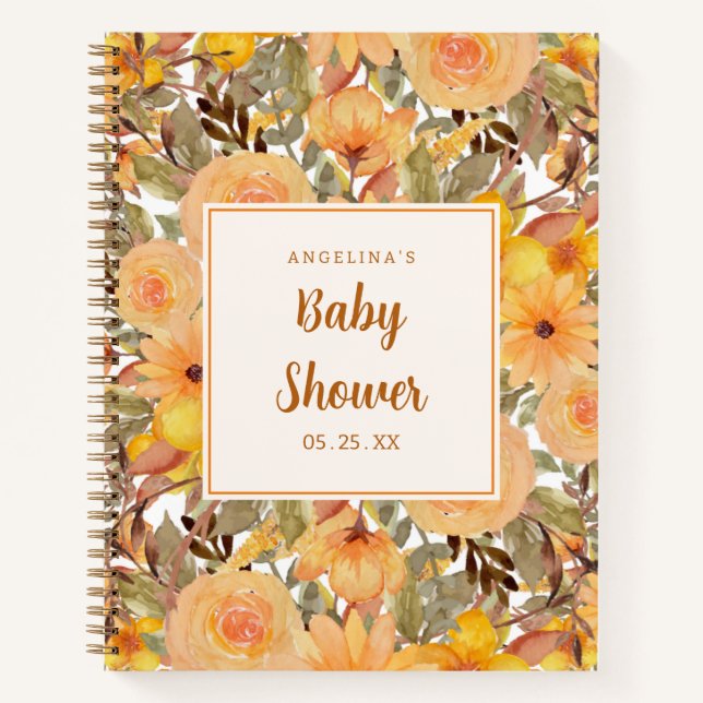 Yellow Flower Baby Shower Gift List Notebook (Front)