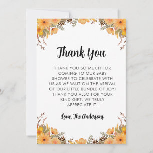 Yellow Flower Baby Shower Thank You Card