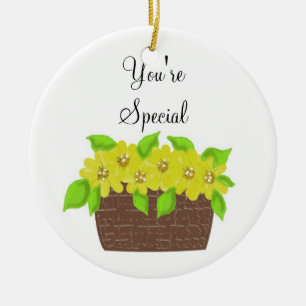Yellow Flower Basket - You're Special Ceramic Tree Decoration