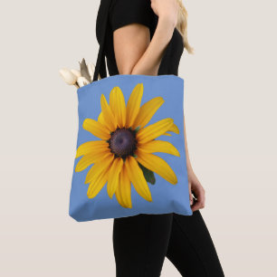 Yellow Flower Blue Photo Tote Bag