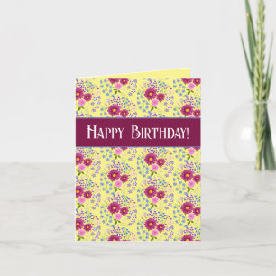 Yellow Flower Bouquet Birthday Card