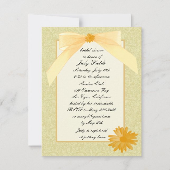 Yellow Flower Bridal Shower Invitations (Front)