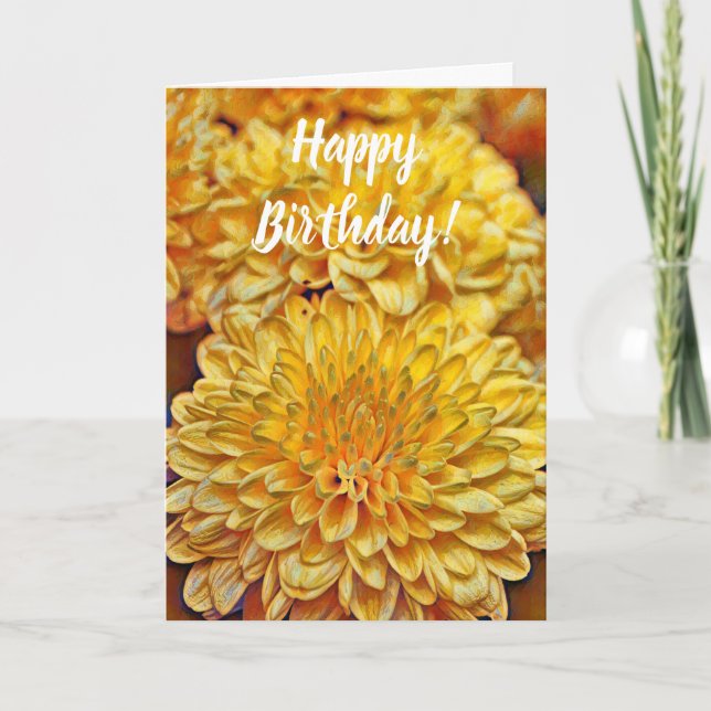 Yellow Flower Bright Floral Birthday Card (Front)