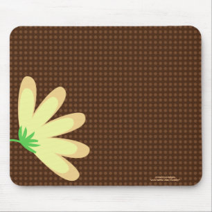 Yellow Flower Brown Dots Mousepad