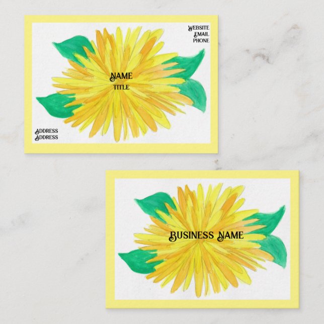 Yellow Flower Business  Cards (Front/Back)