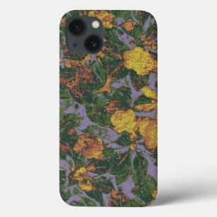Yellow flower camouflage pattern iPhone 13 case