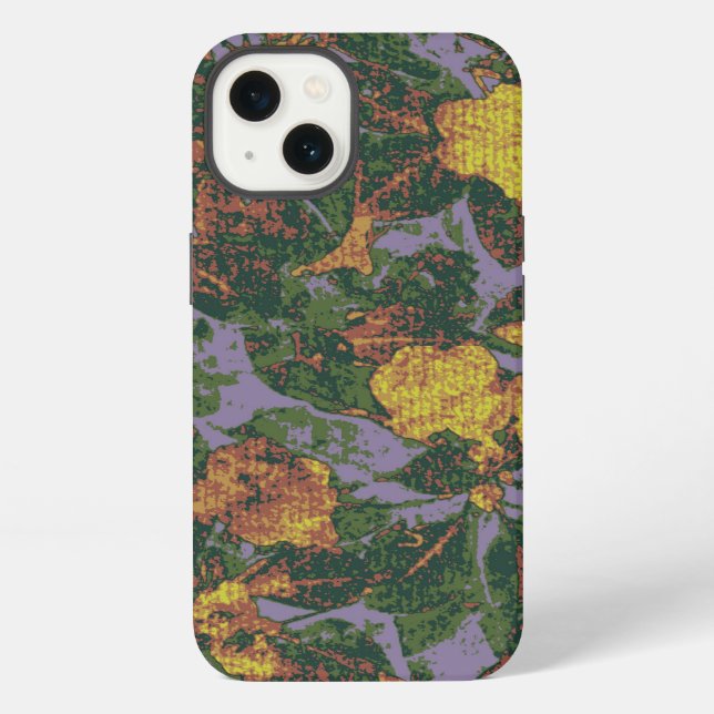 Yellow flower camouflage pattern iPhone case (Back)