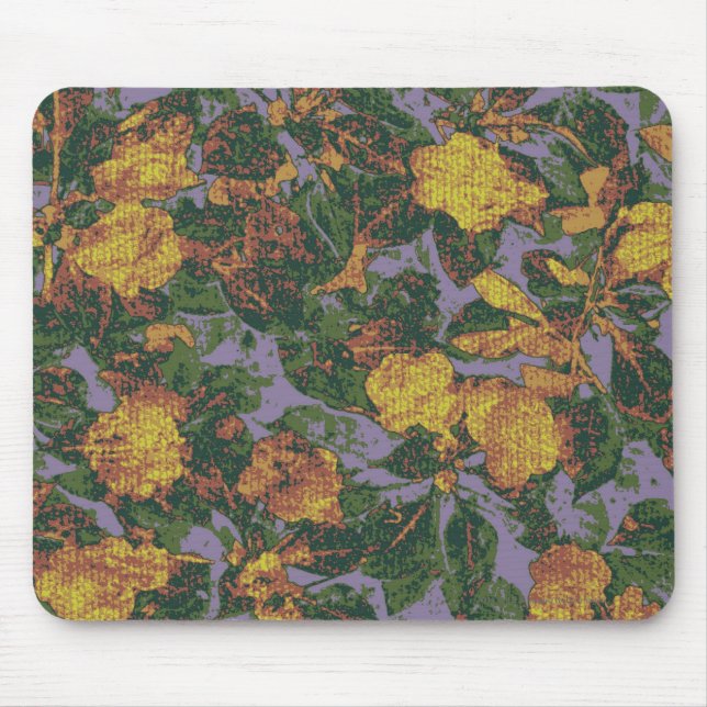 Yellow flower camouflage pattern mouse pad (Front)