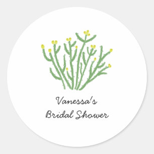 Yellow Flower Cholla Cactus Bridal Shower Classic Round Sticker
